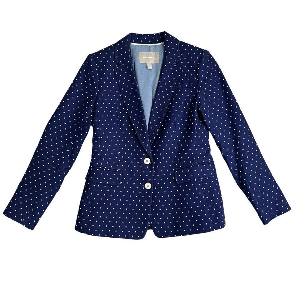 Banana Republic Navy Polka Dot Blazer